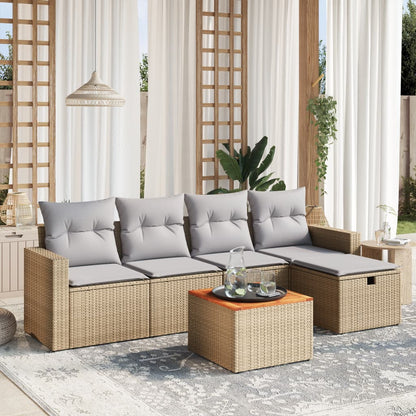 Set De Sofás De Jardín 6 Piezas Y Cojines Ratán Sintético