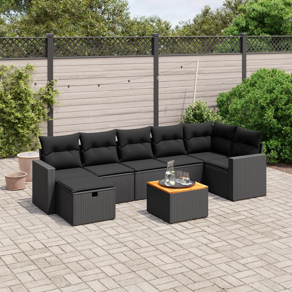 Set De Sofás De Jardín Y Cojines 8 Piezas Ratán Sintético