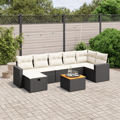 Set De Sofás De Jardín Y Cojines 8 Piezas Ratán Sintético