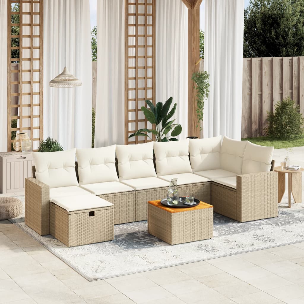 Set De Sofás De Jardín Y Cojines 8 Piezas Ratán Sintético