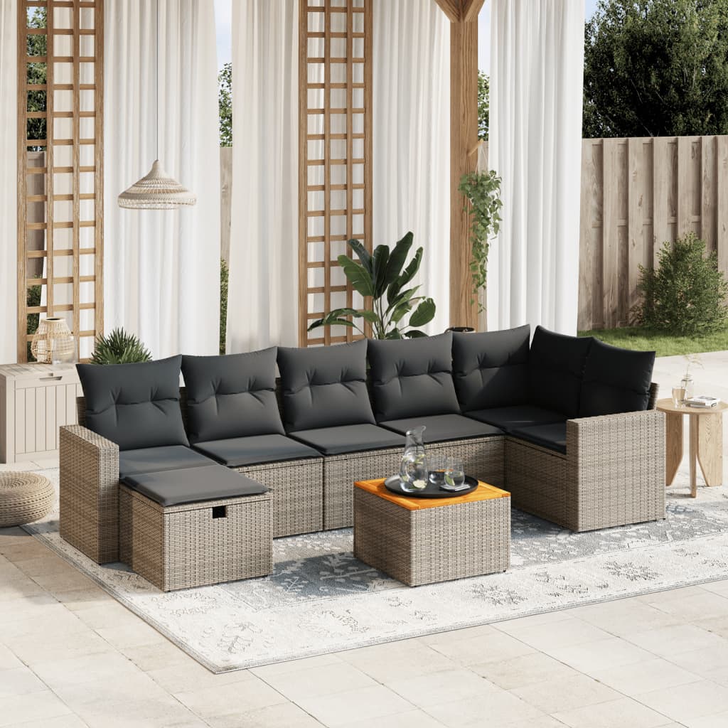 Set De Sofás De Jardín Y Cojines 8 Piezas Ratán Sintético