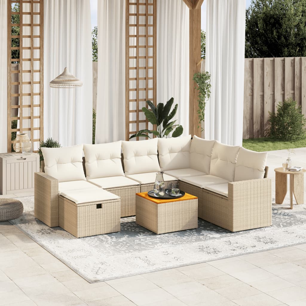 Set De Sofás De Jardín Y Cojines 8 Piezas Ratán Sintético