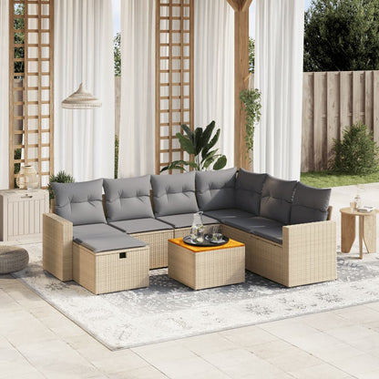 Set De Sofás De Jardín Y Cojines 8 Piezas Ratán Sintético