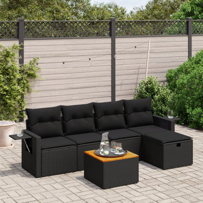 Set De Sofás De Jardín 6 Piezas Y Cojines Ratán Sintético Negro