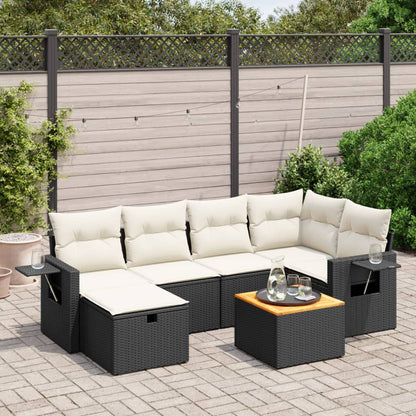 Set Sofás De Jardín 7 Piezas Y Cojines Ratán Sintético Beige