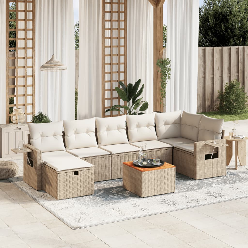 Set De Sofás De Jardín Y Cojines 8 Piezas Ratán Sintético Negro