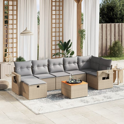 Set De Sofás De Jardín Y Cojines 8 Piezas Ratán Sintético Negro