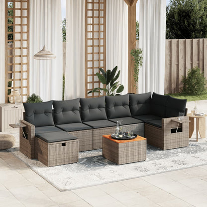 Set De Sofás De Jardín Y Cojines 8 Piezas Ratán Sintético Negro