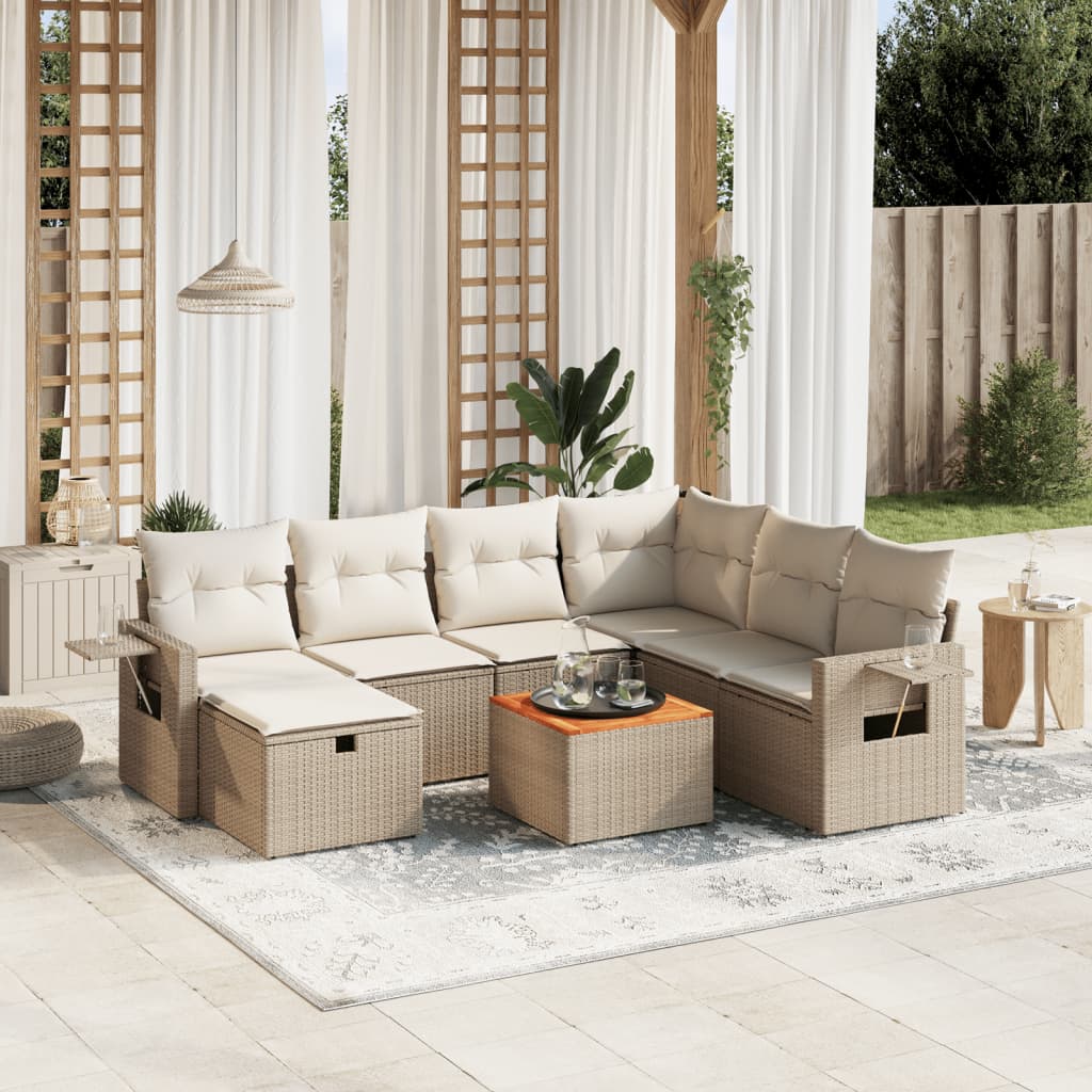 Set De Sofás De Jardín Y Cojines 8 Piezas Ratán Sintético Negro