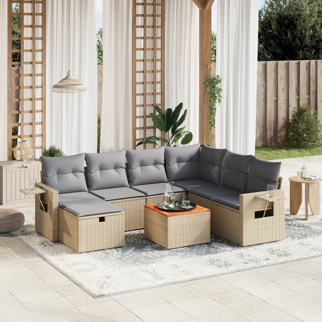 Set De Sofás De Jardín Y Cojines 8 Piezas Ratán Sintético Negro