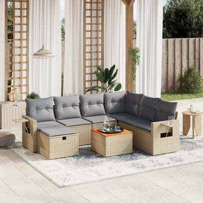 Set De Sofás De Jardín Y Cojines 8 Piezas Ratán Sintético Negro