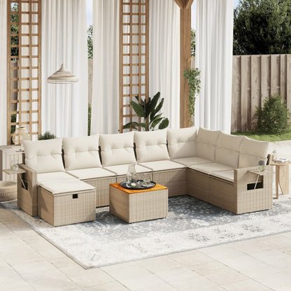 Set De Sofás De Jardín Con Cojines 9 Pzas Ratán Sintético Negro