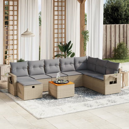 Set De Sofás De Jardín Con Cojines 9 Pzas Ratán Sintético Negro