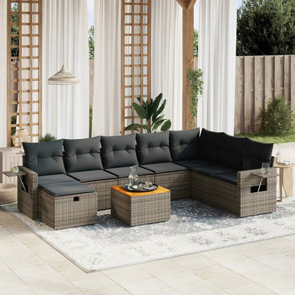 Set De Sofás De Jardín Con Cojines 9 Pzas Ratán Sintético Negro