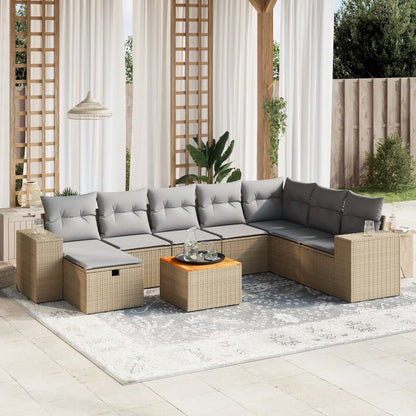 Set De Sofás De Jardín Con Cojines 9 Pzas Ratán Sintético Negro