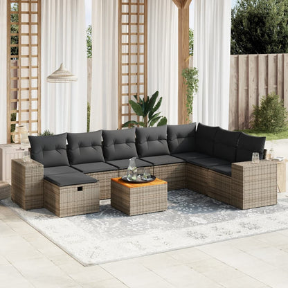 Set De Sofás De Jardín Con Cojines 9 Pzas Ratán Sintético Negro