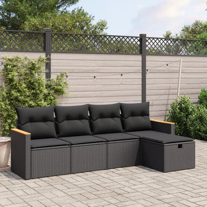 Set De Sofás De Jardín 6 Piezas Y Cojines Ratán Sintético Negro