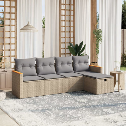 Set De Sofás De Jardín 6 Piezas Y Cojines Ratán Sintético Negro