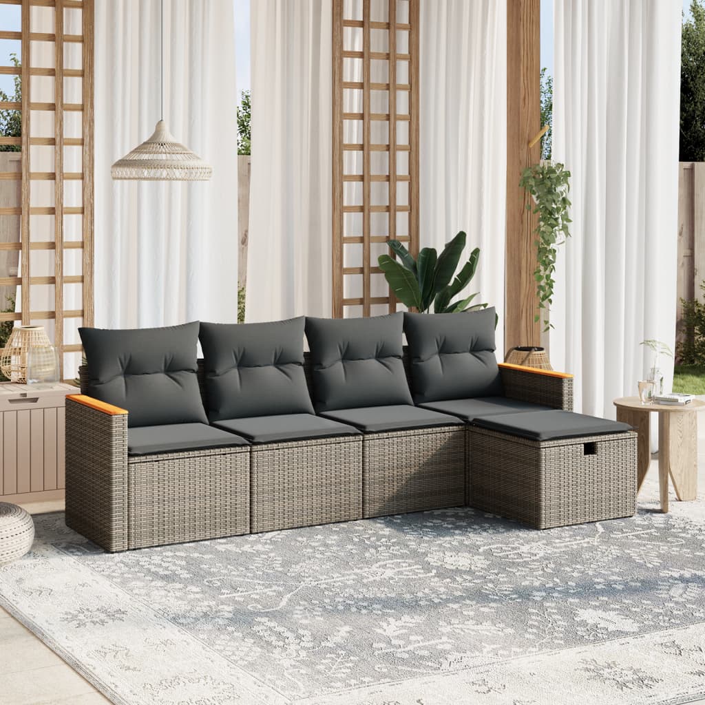 Set De Sofás De Jardín 6 Piezas Y Cojines Ratán Sintético Negro