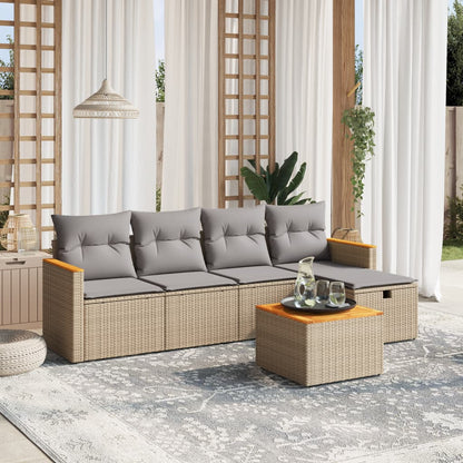 Set De Sofás De Jardín 6 Piezas Y Cojines Ratán Sintético Negro