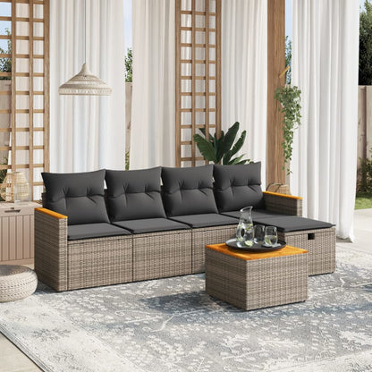 Set De Sofás De Jardín 6 Piezas Y Cojines Ratán Sintético Negro