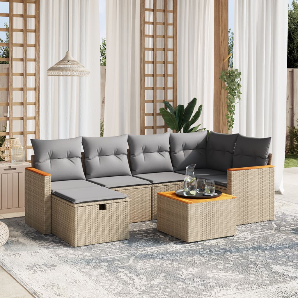 Set De Sofás De Jardín 6 Piezas Y Cojines Ratán Sintético