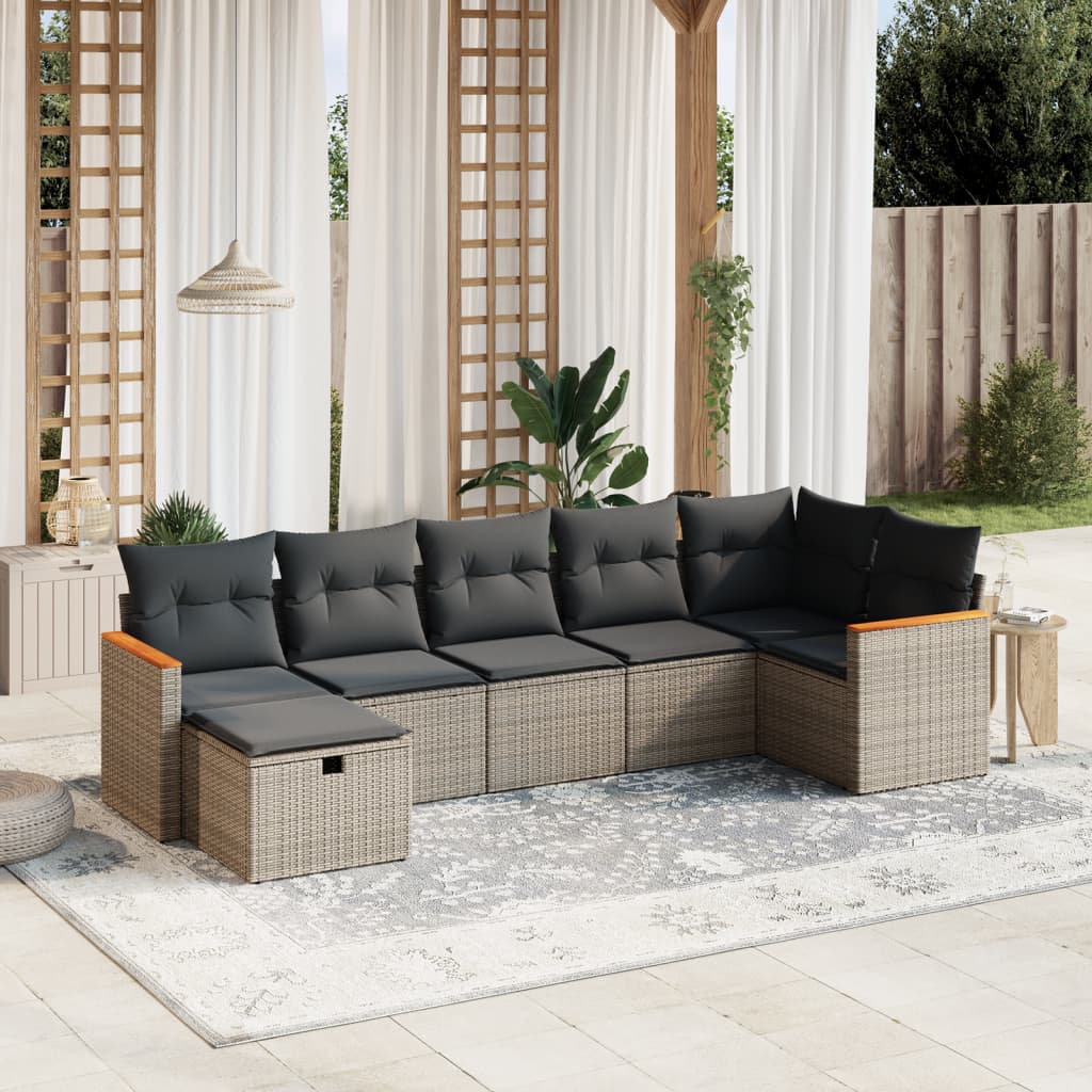 Set De Sofás De Jardín Y Cojines 8 Piezas Ratán Sintético