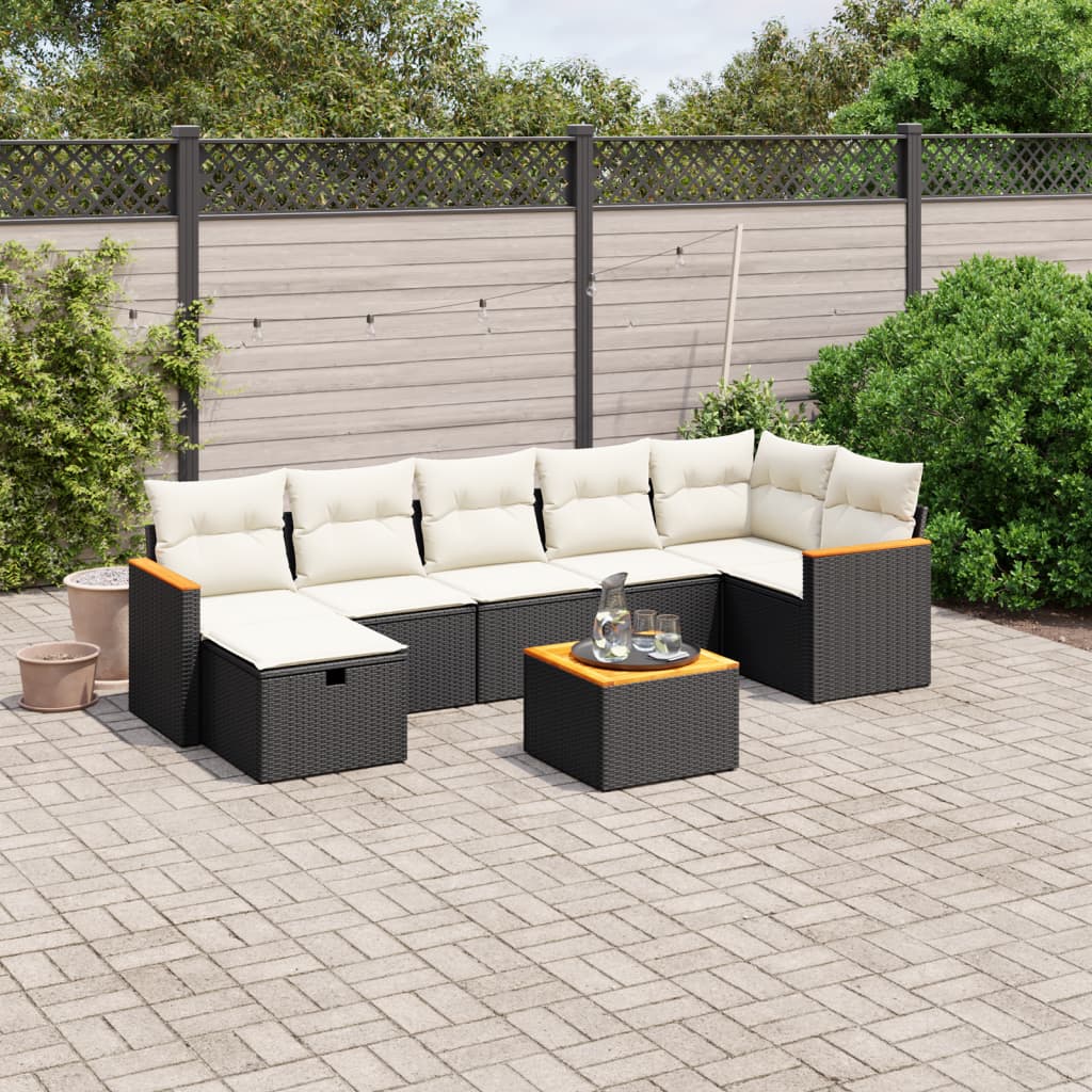 Set De Sofás De Jardín Y Cojines 8 Piezas Ratán Sintético