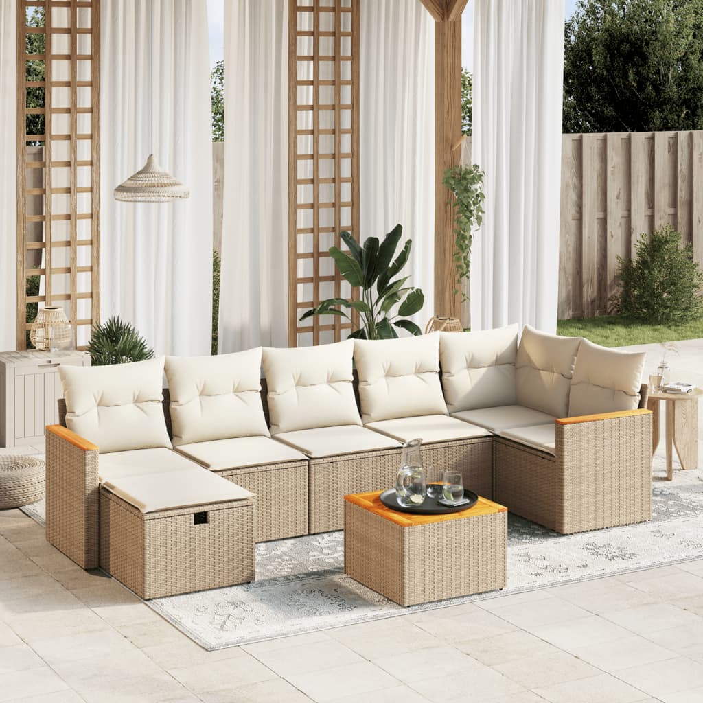 Set De Sofás De Jardín Y Cojines 8 Piezas Ratán Sintético