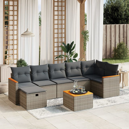 Set De Sofás De Jardín Y Cojines 8 Piezas Ratán Sintético