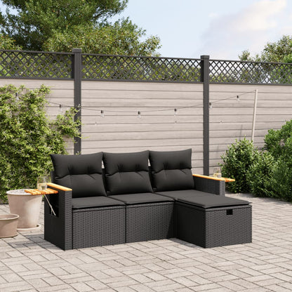 Set De Sofás De Jardín 4 Pzas Y Cojines Ratán Sintético
