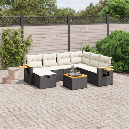 Set De Sofás De Jardín 8 Piezas Y Cojines Ratán Sintético Negro