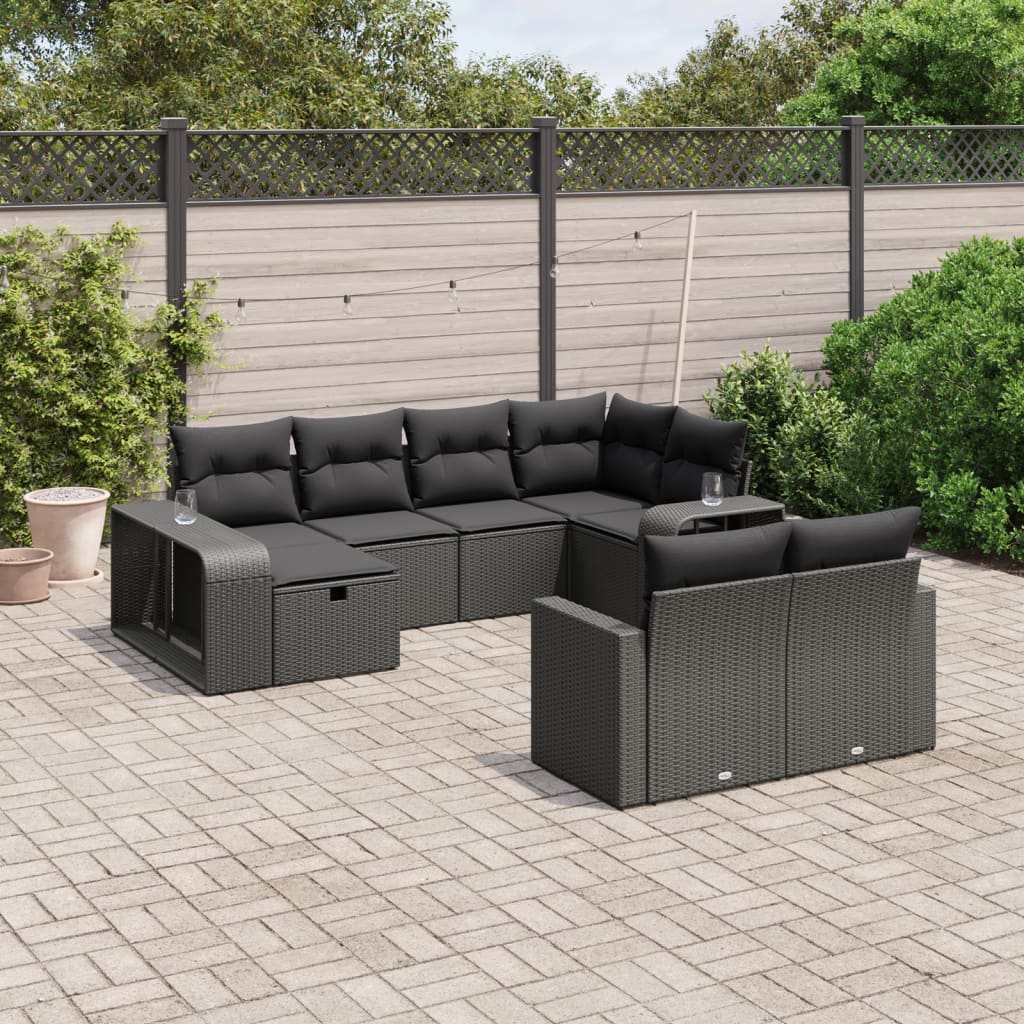 Set De Sofás De Jardín 11Pzas Con Cojines Ratán Sintético Beige