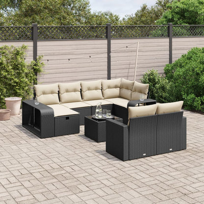 Set De Sofás De Jardín 11Pzas Con Cojines Ratán Sintético Beige