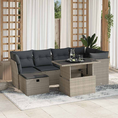 Set De Sofás De Jardín 7 Pzas Con Cojines Ratán Sintético