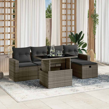 Set De Sofás De Jardín 6 Piezas Y Cojines Ratán Sintético Negro