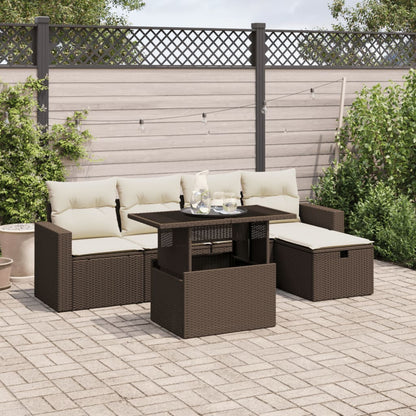 Set De Sofás De Jardín 6 Piezas Y Cojines Ratán Sintético Negro