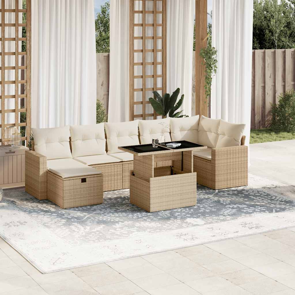 Set De Sofás De Jardín Y Cojines 8 Piezas Ratán Sintético