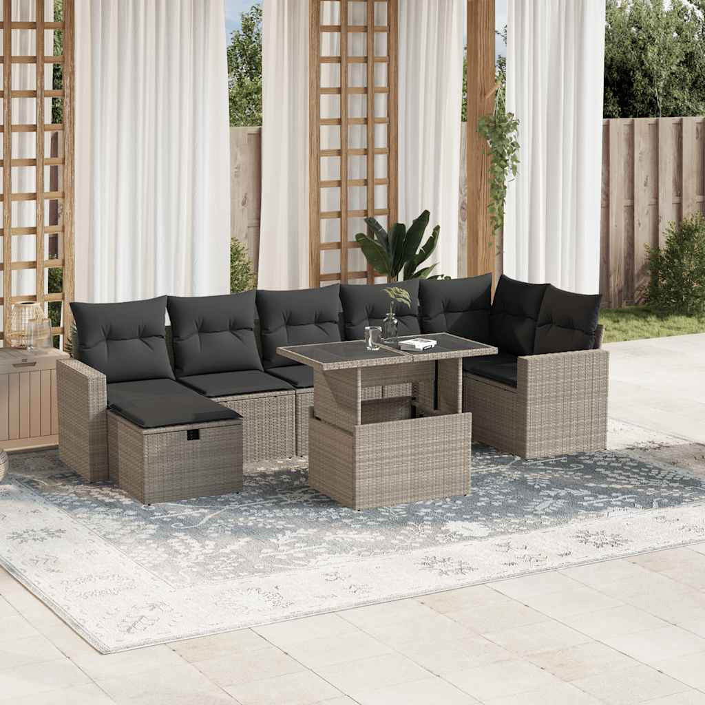 Set De Sofás De Jardín Y Cojines 8 Piezas Ratán Sintético