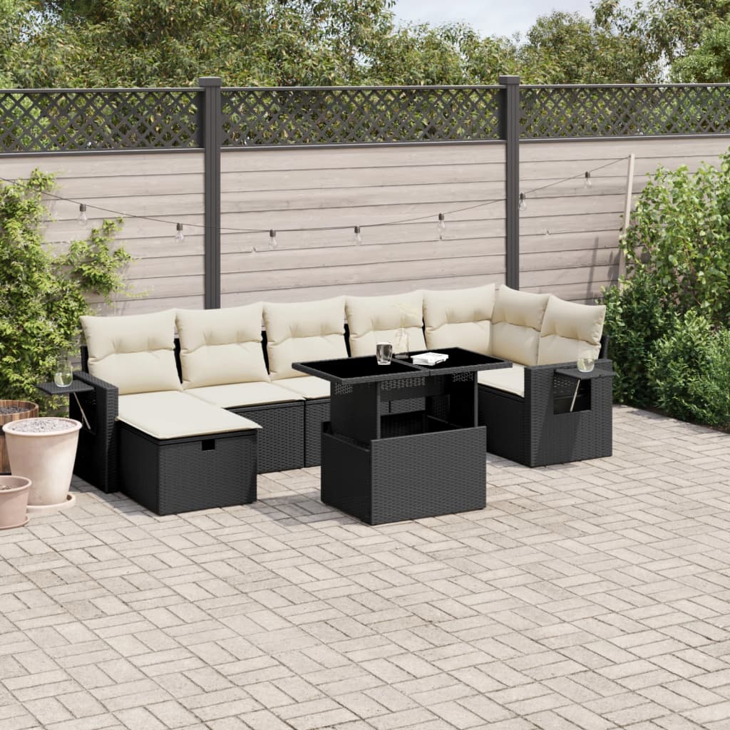 Set De Sofás De Jardín Y Cojines 8 Piezas Ratán Sintético