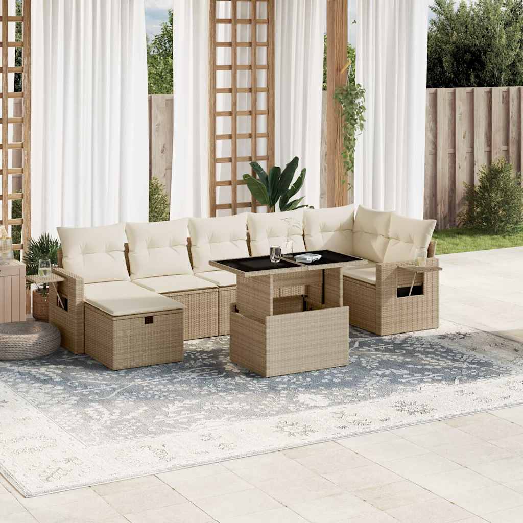 Set De Sofás De Jardín Y Cojines 8 Piezas Ratán Sintético