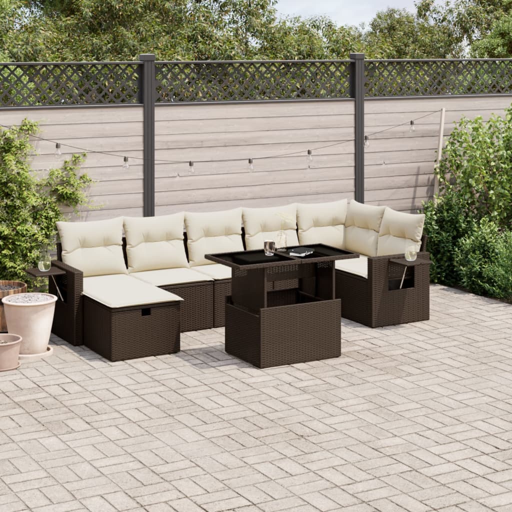 Set De Sofás De Jardín Y Cojines 8 Piezas Ratán Sintético