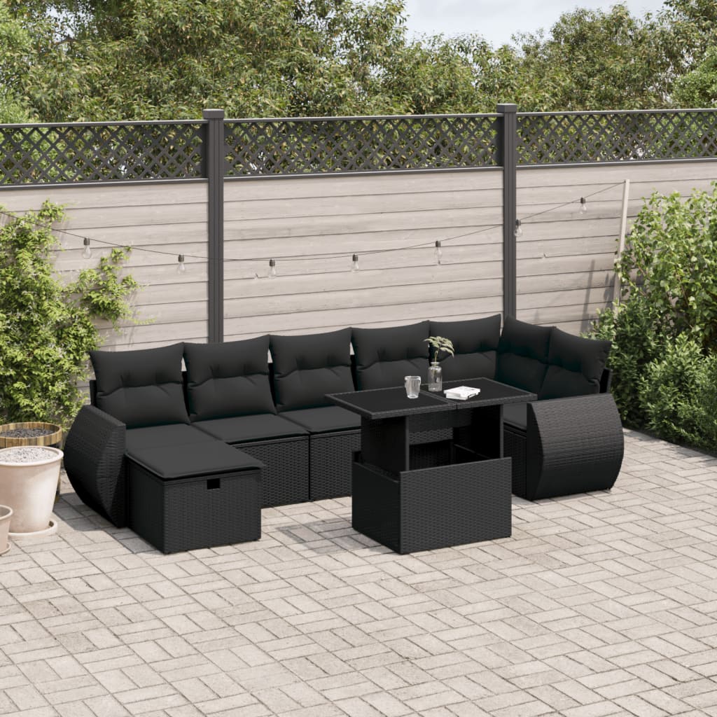 Set De Sofás De Jardín Y Cojines 8 Piezas Ratán Sintético Beige