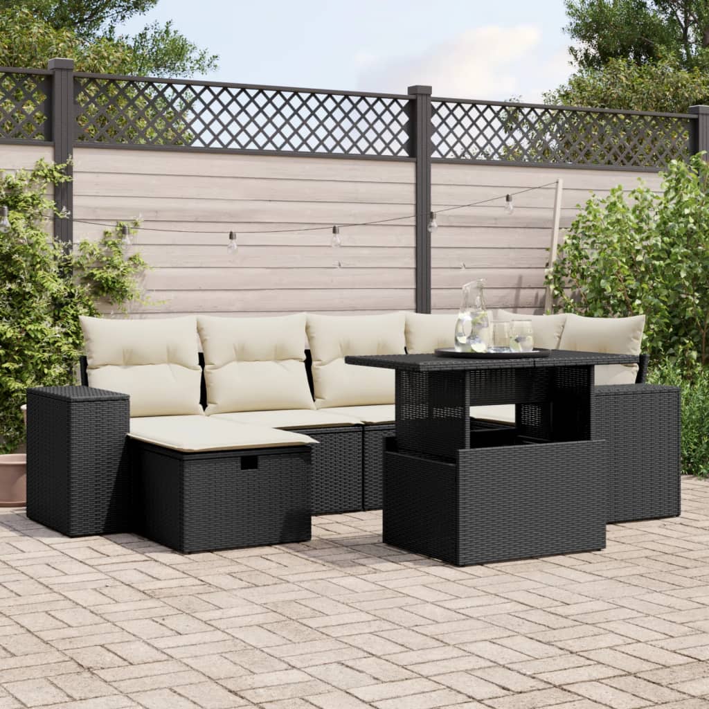 Set De Sofás De Jardín Y Cojines 8 Piezas Ratán Sintético Negro