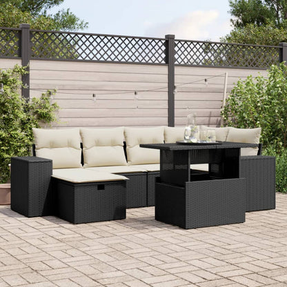 Set De Sofás De Jardín Y Cojines 8 Piezas Ratán Sintético Negro