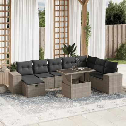 Set De Sofás De Jardín Con Cojines 9 Pzas Ratán Sintético
