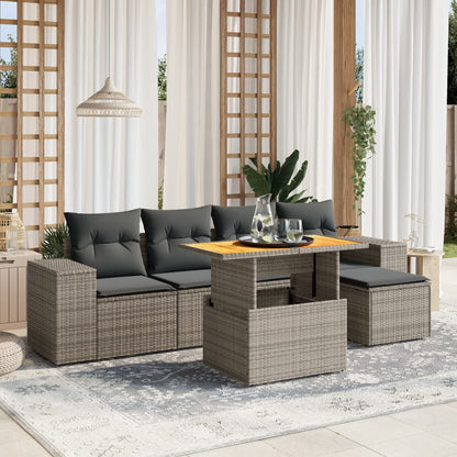 Set De Muebles De Jardín 6 Pzas Y Cojines Ratán Sintético
