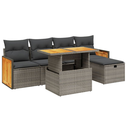 Set De Muebles De Jardín 6 Pzas Y Cojines Ratán Sintético