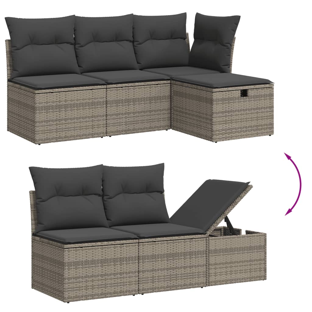 Set De Muebles De Jardín 6 Pzas Y Cojines Ratán Sintético