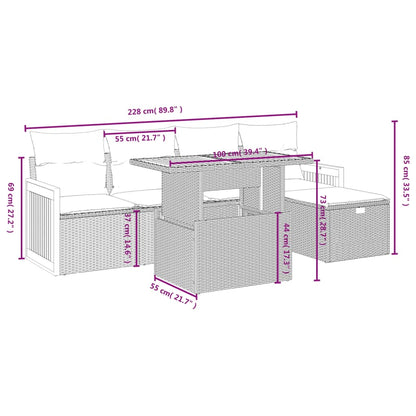 Set De Muebles De Jardín 6 Pzas Y Cojines Ratán Sintético